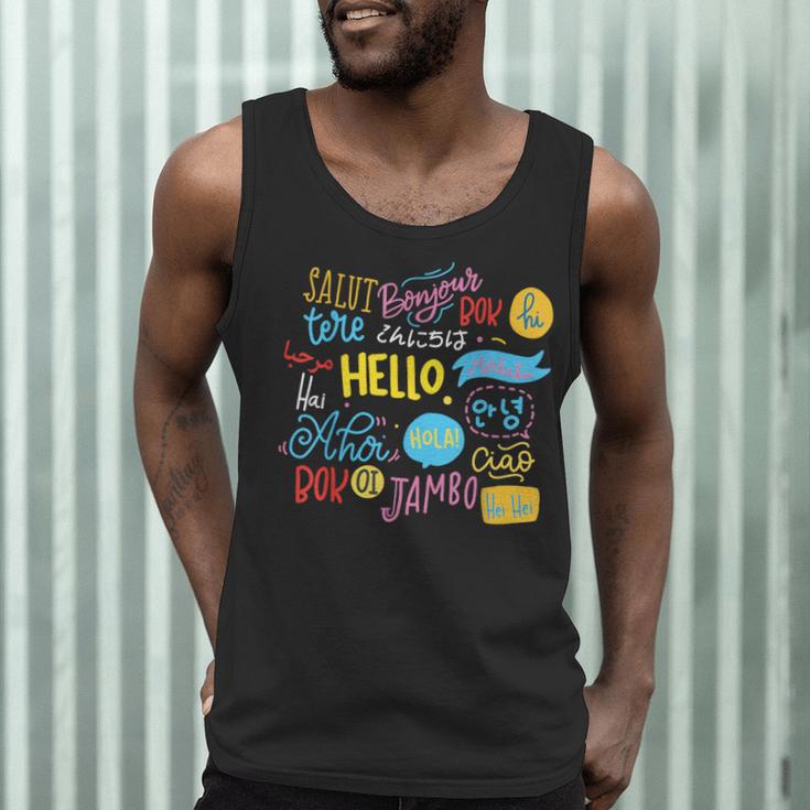 Hello Word In Different Languages Travel And Teacher Lover Men Tank Top, novelty gifts, funny gifts Hello Word In Different Languages Travel And Teacher Lover Men Tank Top, novelty gifts, funny gifts
