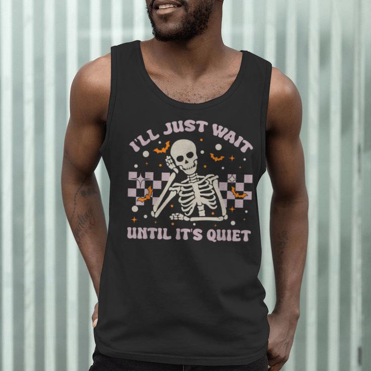 I'Ll Just Wait Until It's Quiet Skeleton Teacher Men Tank Top, novelty gifts, funny gifts