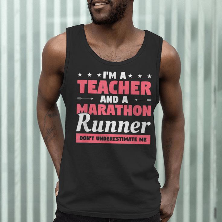 I'm A Teacher And A Marathon Runner Don't Underestimate Me Men Women Men Tank Top, novelty gifts, funny gifts