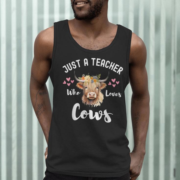 Just A Teacher Who Loves Cows Shirt Cute Highland Cow Men Tank Top, novelty gifts, funny gifts