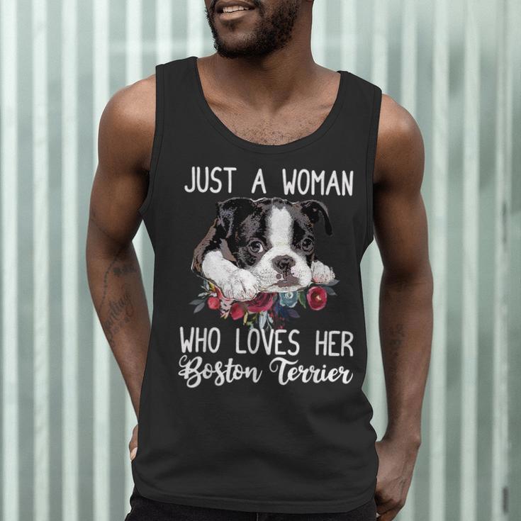 Just a Woman Who Loves Her Boston Terrier Cute Dog Mom Men Tank Top, novelty gifts, funny gifts