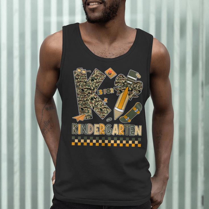 K Is For Kindergarten Teacher Coquette Bow Camo Men Tank Top, novelty gifts, funny gifts K Is For Kindergarten Teacher Coquette Bow Camo Men Tank Top, novelty gifts, funny gifts