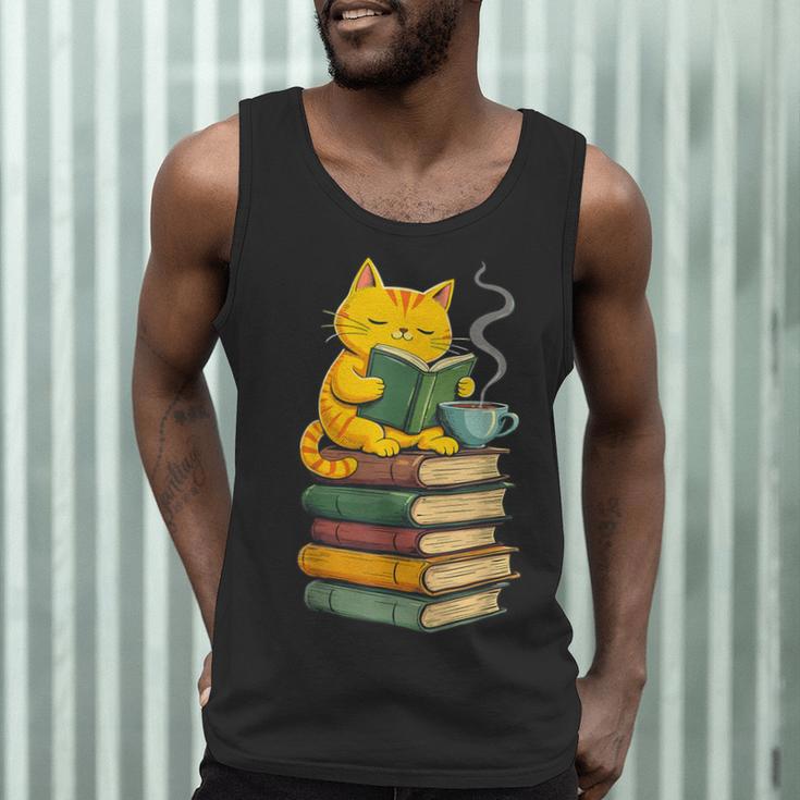 Kawaii Cats Lover Coffee Books Teacher Librarian Cat Men Tank Top, novelty gifts, funny gifts Kawaii Cats Lover Coffee Books Teacher Librarian Cat Men Tank Top, novelty gifts, funny gifts
