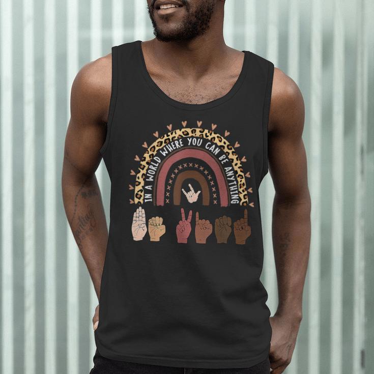 Be Kind Hand-Talking Teacher Artist ASL Men Tank Top, novelty gifts, funny gifts