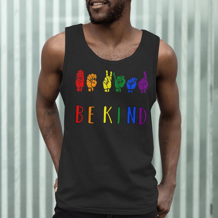 Be Kind Pride Sign Language Rainbow Teachers Interpreter ASL Men Tank Top, novelty gifts, funny gifts