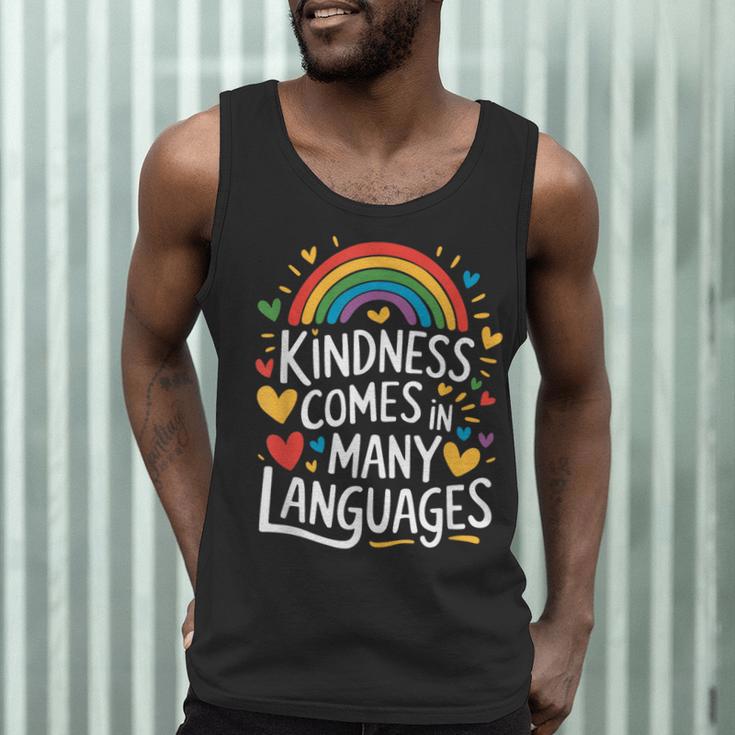 Kindness Comes In Many Languages ESL English Teacher Men Tank Top, novelty gifts, funny gifts Kindness Comes In Many Languages ESL English Teacher Men Tank Top, novelty gifts, funny gifts