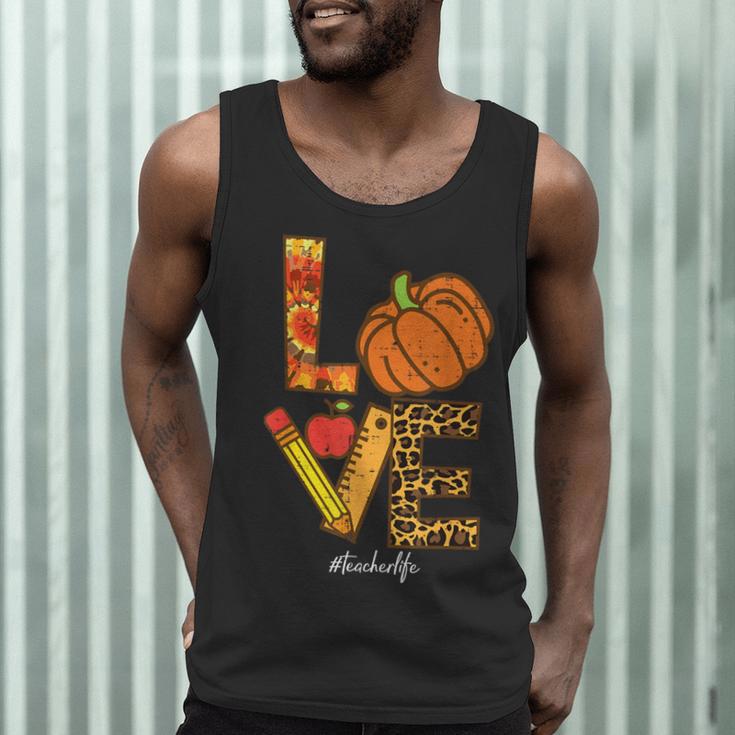 Leopard Pumpkin Love Teacher Life Thanksgiving Fall Women Men Tank Top, novelty gifts, funny gifts
