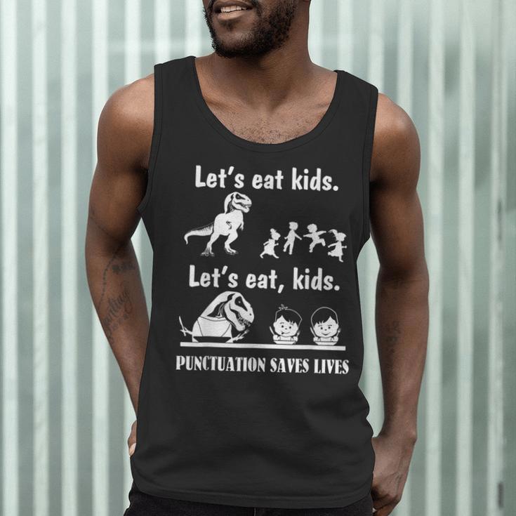 Let's Eat Kids Fun Dinosaurs Grammar Teacher Men Tank Top, novelty gifts, funny gifts Let's Eat Kids Fun Dinosaurs Grammar Teacher Men Tank Top, novelty gifts, funny gifts