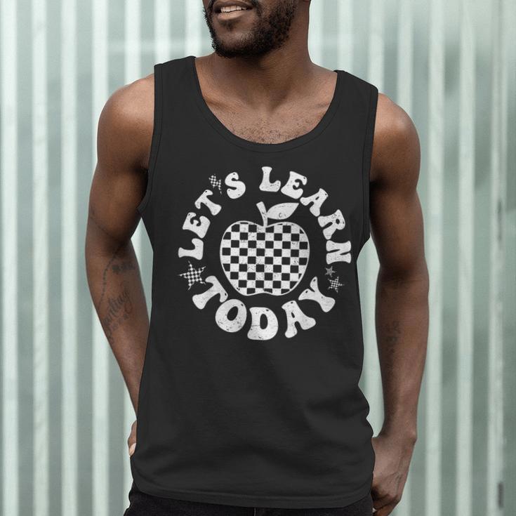 Let's Learn Today Checkered Apple Back To School Teacher Men Tank Top, novelty gifts, funny gifts Let's Learn Today Checkered Apple Back To School Teacher Men Tank Top, novelty gifts, funny gifts