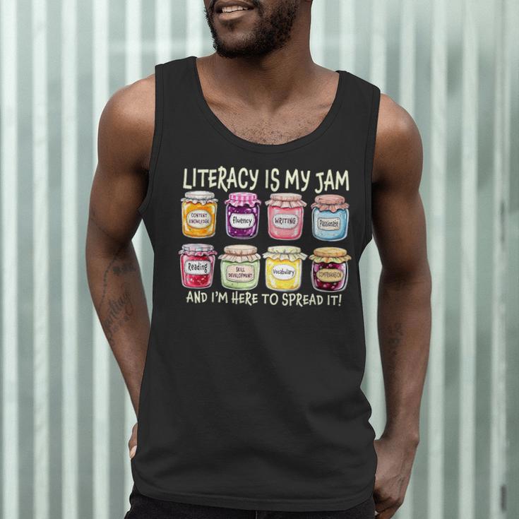 Literacy Is My Jam And I'm Here To Spread Literacy Teacher Men Tank Top, novelty gifts, funny gifts
