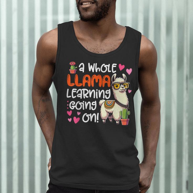 Llama Learning Teachers Students Alpaca Lover Back To School Men Tank Top, novelty gifts, funny gifts