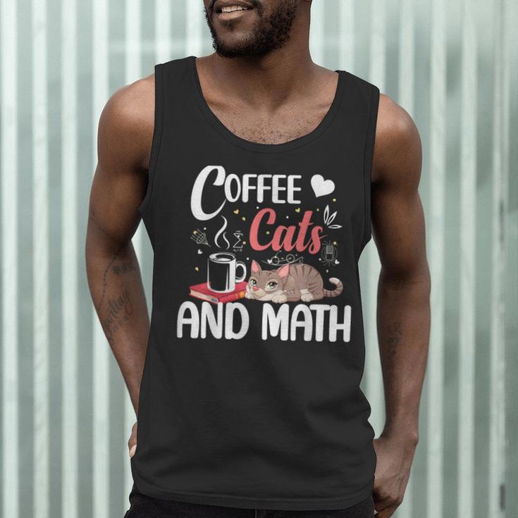 I Love Math Cats And Coffee Heart Mathematics Teacher Men Tank Top, novelty gifts, funny gifts