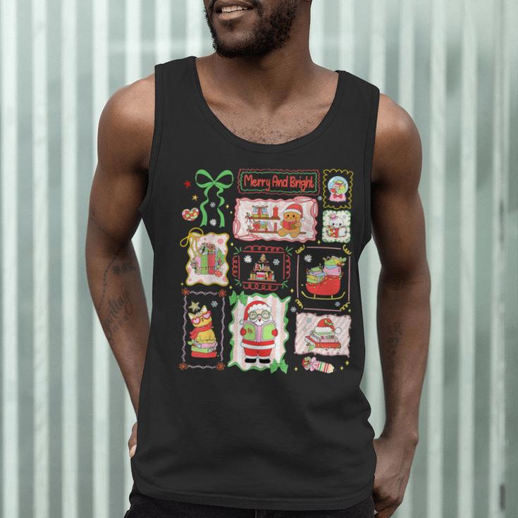 Merry And Bright Christmas Gingerbread Santa Book Teacher Men Tank Top, novelty gifts, funny gifts Merry And Bright Christmas Gingerbread Santa Book Teacher Men Tank Top, novelty gifts, funny gifts