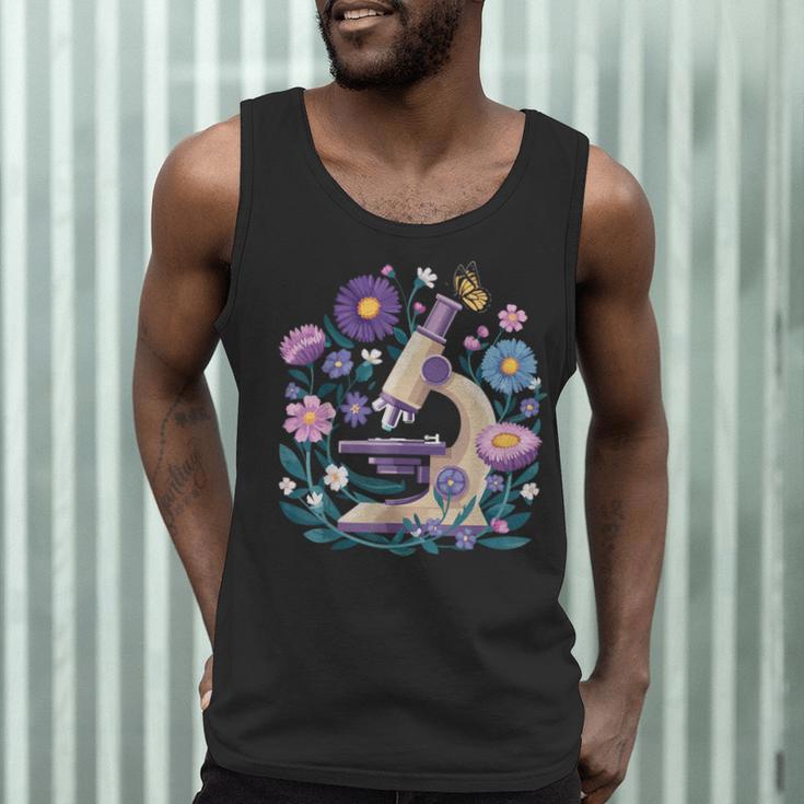 Microscope Flower Butterfly Biology Science Teacher Student Men Tank Top, novelty gifts, funny gifts Microscope Flower Butterfly Biology Science Teacher Student Men Tank Top, novelty gifts, funny gifts