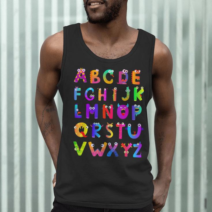 Monster ABC Cute Alphabet Halloween Teacher Costume Kids Men Tank Top, novelty gifts, funny gifts