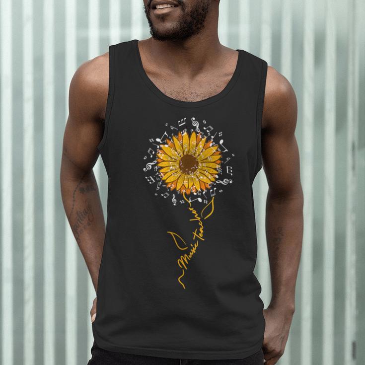 Music Teacher Shirt Sunflower Music Notes Musician Singer Men Tank Top, novelty gifts, funny gifts