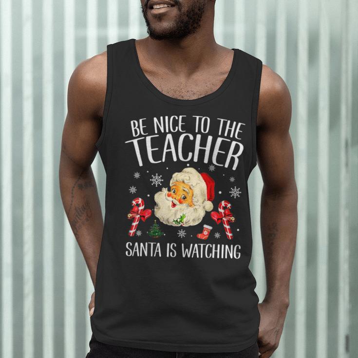 Be Nice To The Teacher Santa Is Watching School Christmas Men Tank Top, novelty gifts, funny gifts Be Nice To The Teacher Santa Is Watching School Christmas Men Tank Top, novelty gifts, funny gifts