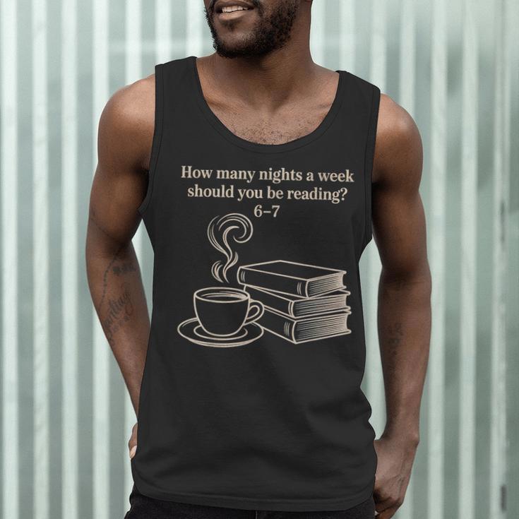 How Many Nights A Week Should You Be Reading 6-7 Teacher Fun Men Tank Top, novelty gifts, funny gifts How Many Nights A Week Should You Be Reading 6-7 Teacher Fun Men Tank Top, novelty gifts, funny gifts