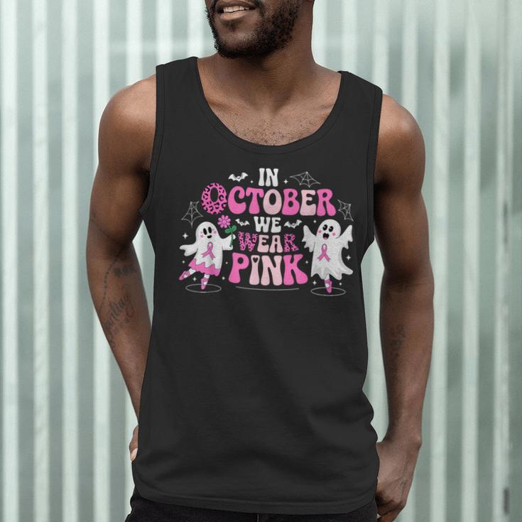 In October We Wear Pink Ballet Ghost Teacher Breast Cancer Men Tank Top, novelty gifts, funny gifts