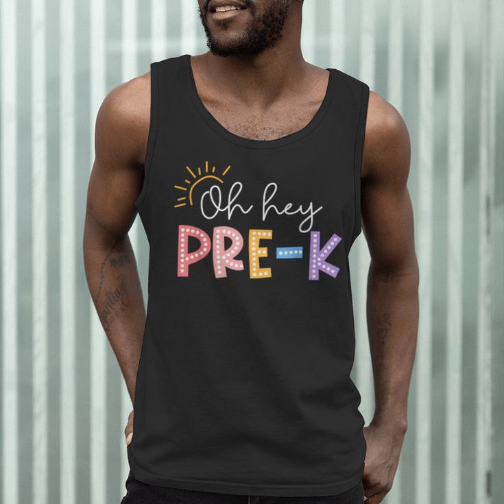 Oh Hey Pre K Student Teacher Happy First Day Back To School Men Tank Top, novelty gifts, funny gifts Oh Hey Pre K Student Teacher Happy First Day Back To School Men Tank Top, novelty gifts, funny gifts