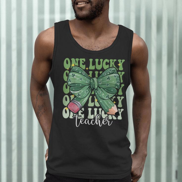 One Lucky Teacher Coquette Bow St Patricks Day Teacher Men Tank Top, novelty gifts, funny gifts One Lucky Teacher Coquette Bow St Patricks Day Teacher Men Tank Top, novelty gifts, funny gifts