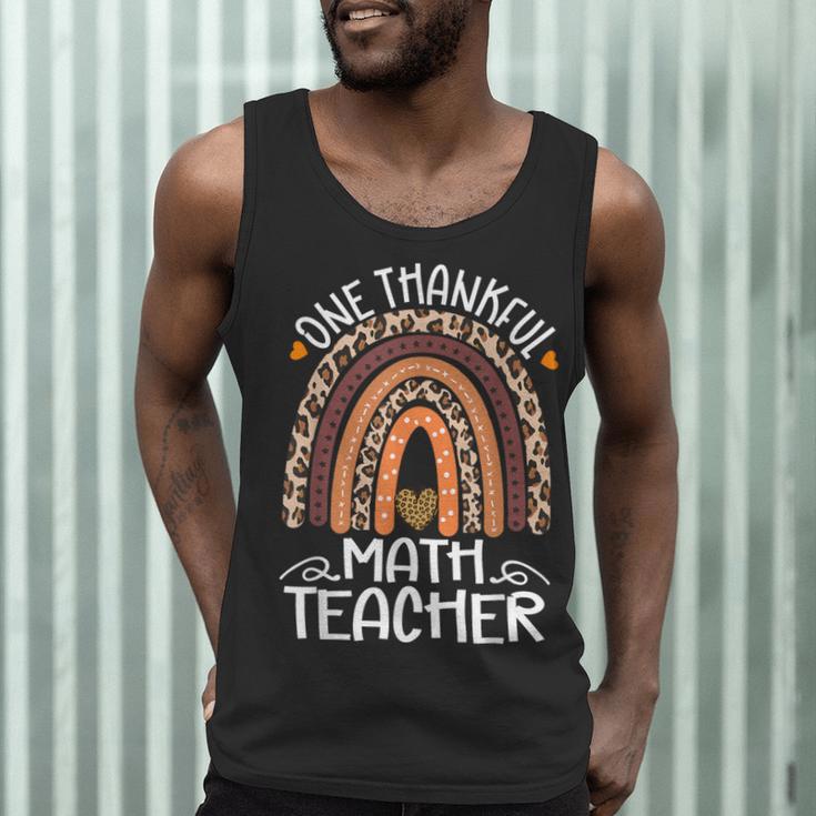 One Thankful Math Teacher Leopard Rainbow Thanksgiving Men Tank Top, novelty gifts, funny gifts