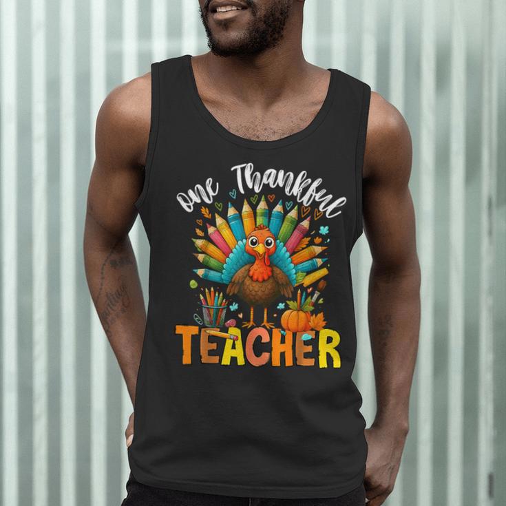 One Thankful Teacher Thanksgiving Turkey Cute Crayon Pencil Men Tank Top, novelty gifts, funny gifts One Thankful Teacher Thanksgiving Turkey Cute Crayon Pencil Men Tank Top, novelty gifts, funny gifts