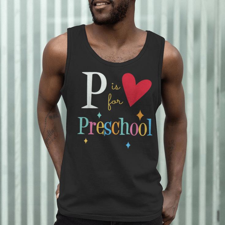 P Is For Preschool Teacher Student Back To School Men Tank Top, novelty gifts, funny gifts P Is For Preschool Teacher Student Back To School Men Tank Top, novelty gifts, funny gifts