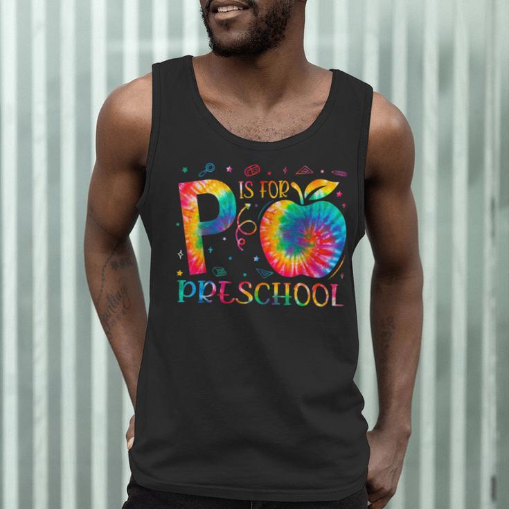 P Is For Preschool Tie Dye Back To School Teacher Men Women Girls Kids Men Tank Top, novelty gifts, funny gifts