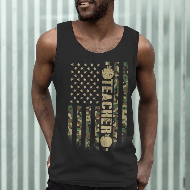 Patriotic Teacher American Flag Camouflage 4th Of July Camo Men Tank Top, novelty gifts, funny gifts