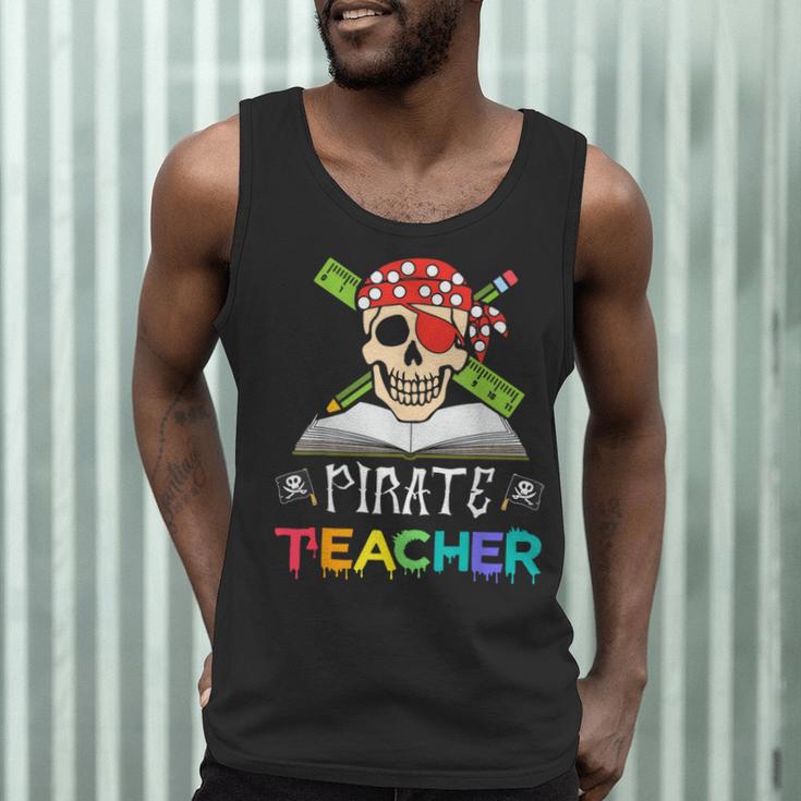 Pirate Teacher Halloween Skull Adult Men Tank Top, novelty gifts, funny gifts