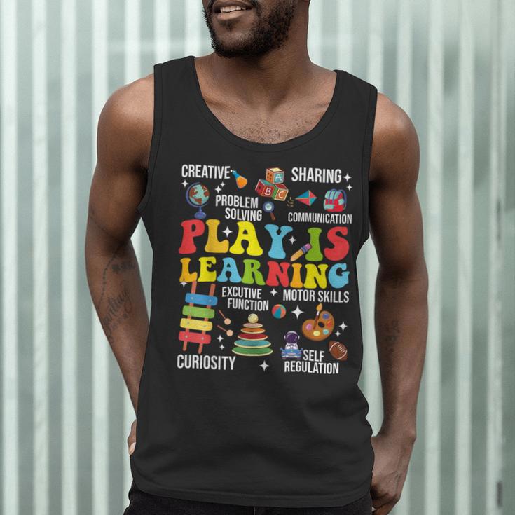 Play Is Learning Kindergarten Preschool Teacher Appreciation Men Tank Top, novelty gifts, funny gifts