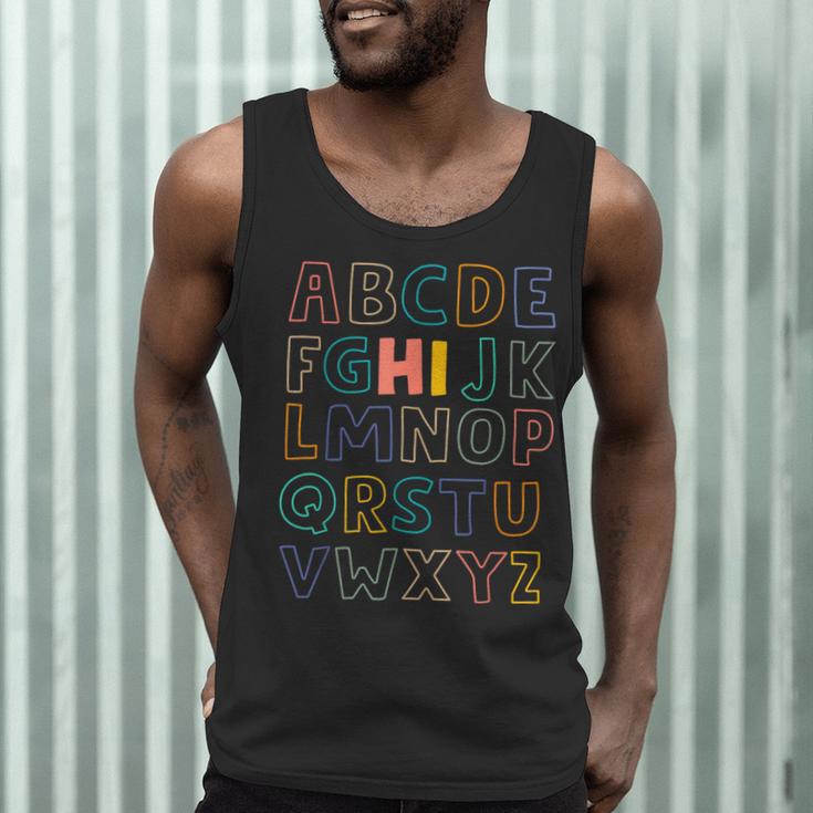 Pre K Kindergarten Hi Alphabet Back To School Teachers Men Women Girls Kids Men Tank Top, novelty gifts, funny gifts Pre K Kindergarten Hi Alphabet Back To School Teachers Men Women Girls Kids Men Tank Top, novelty gifts, funny gifts