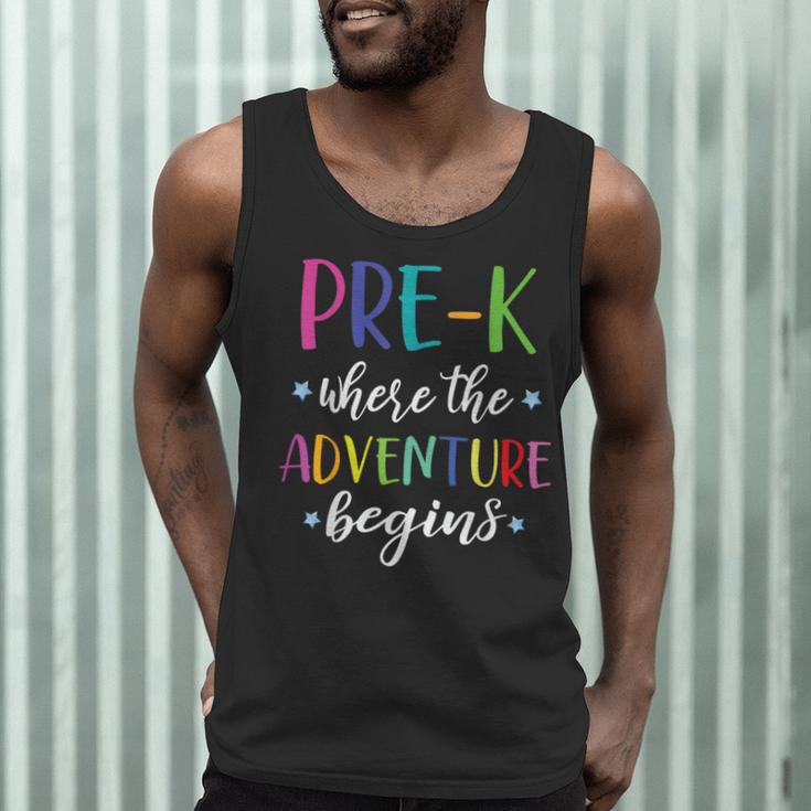 Pre-K Teacher Adventure Begins First Day Preschool Teachers Men Tank Top, novelty gifts, funny gifts