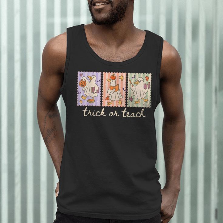 Preppy Goose Teacher Trick Or Teach Halloween Teacher Goose Men Tank Top, novelty gifts, funny gifts Preppy Goose Teacher Trick Or Teach Halloween Teacher Goose Men Tank Top, novelty gifts, funny gifts