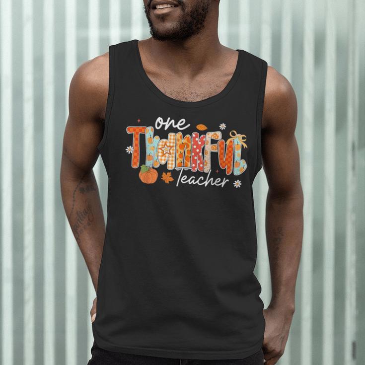 Preppy One Thankful Teacher Coquette Thanksgiving Teacher Men Tank Top, novelty gifts, funny gifts