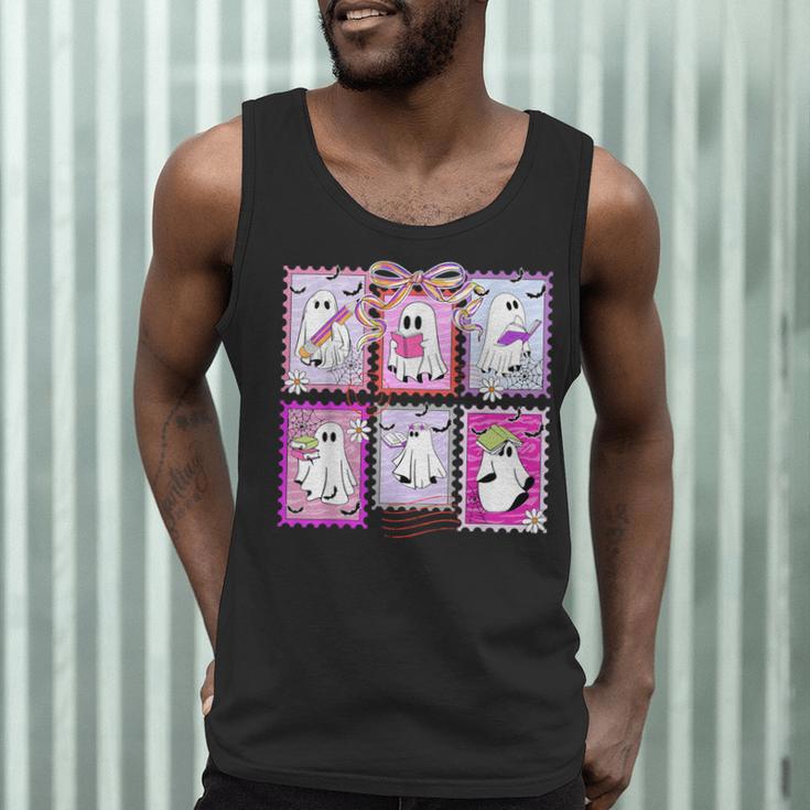 Preppy Spooky Teacher Halloween Ghost Coquette Bow Autumn Men Tank Top, novelty gifts, funny gifts