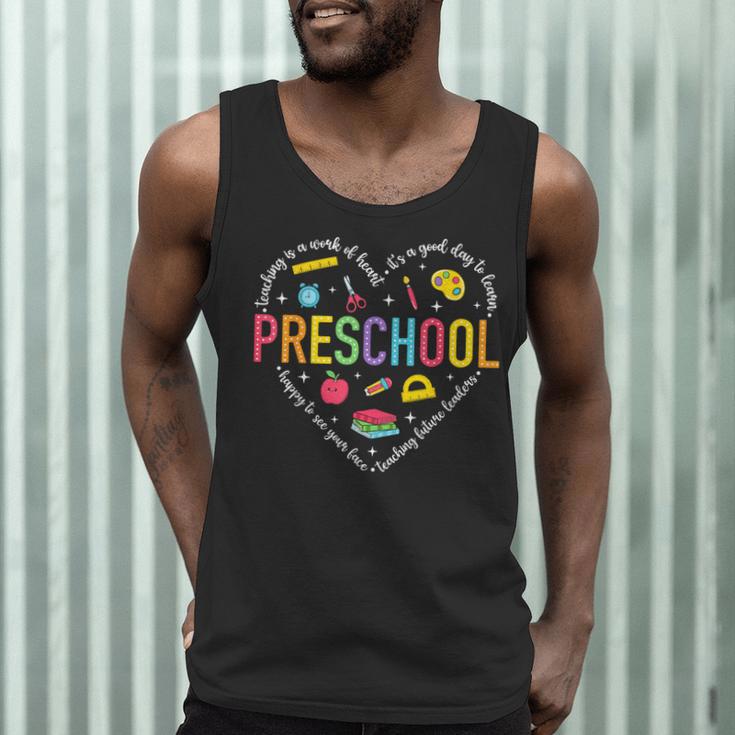 Preschool Teacher Pre-K Heart First Day Of Preschool Kids Men Tank Top, novelty gifts, funny gifts