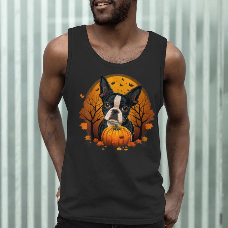 Pumpkin Boston Terrier Costume On Boston Terrier Halloween Men Tank Top, novelty gifts, funny gifts