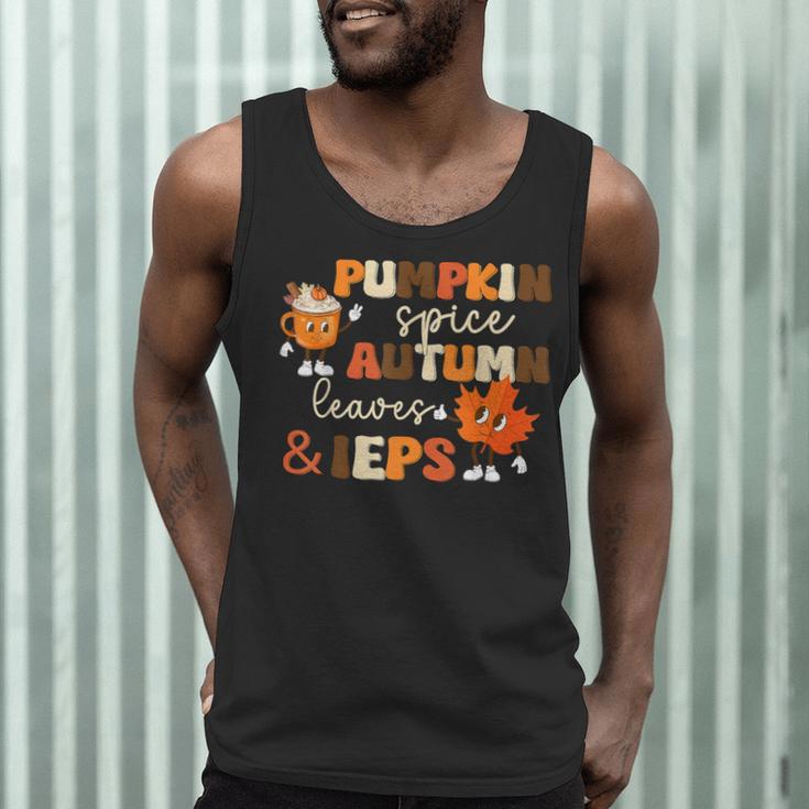 Pumpkin Spice Autumn Leaves IEPS Sped Teacher Fall Men Tank Top, novelty gifts, funny gifts