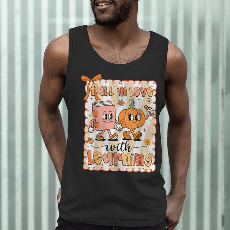 Pumpkin Teacher Preppy Fall In Love With Learning Autumn Men Tank Top, novelty gifts, funny gifts