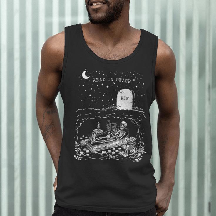 Read In Peace Skeleton Halloween Book Reading Spooky Teacher Men Tank Top, novelty gifts, funny gifts Read In Peace Skeleton Halloween Book Reading Spooky Teacher Men Tank Top, novelty gifts, funny gifts