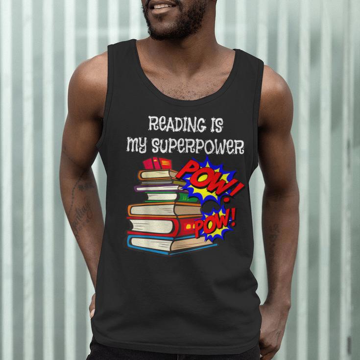 Reading Is My Super Power Superhero Best English Teacher Men Tank Top, novelty gifts, funny gifts