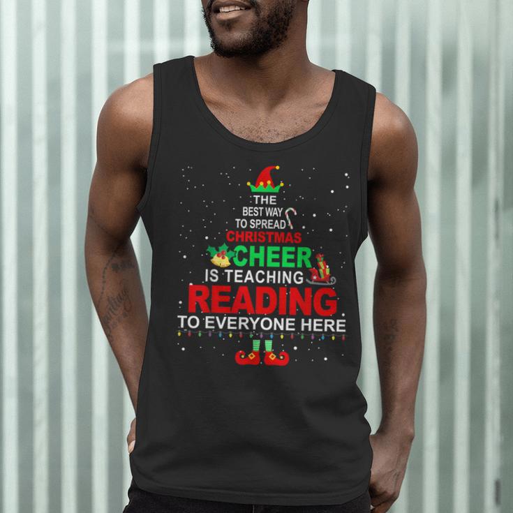 Reading Teacher Christmas Shirt Elf Christmas Cheer For Men Women Men Tank Top, novelty gifts, funny gifts
