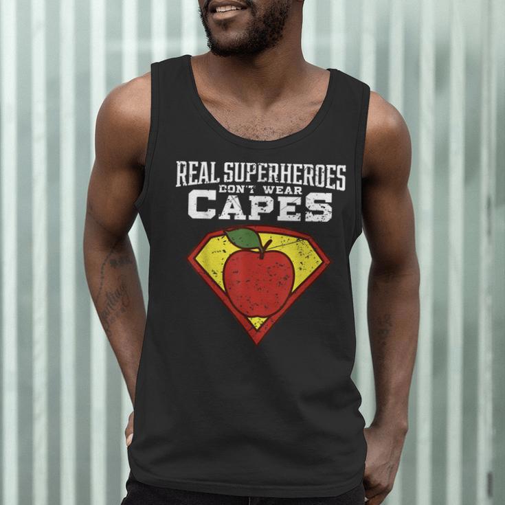 Real Superheroes Don't Wear Capes Teacher Shirt Teaching Te Men Tank Top, novelty gifts, funny gifts