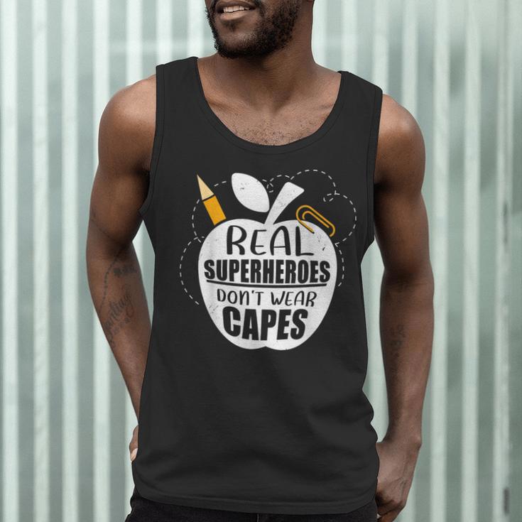 Real Superheroes Wear No Capes Teacher Design Teach Men Tank Top, novelty gifts, funny gifts