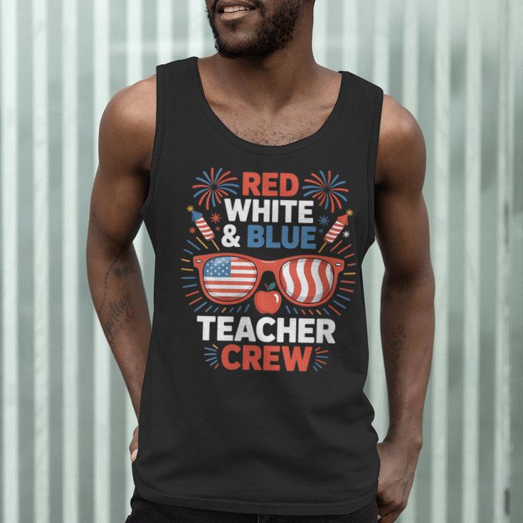 Red & Blue Teacher Crew Shirt 4th Of July Sunglasses Men Tank Top, novelty gifts, funny gifts