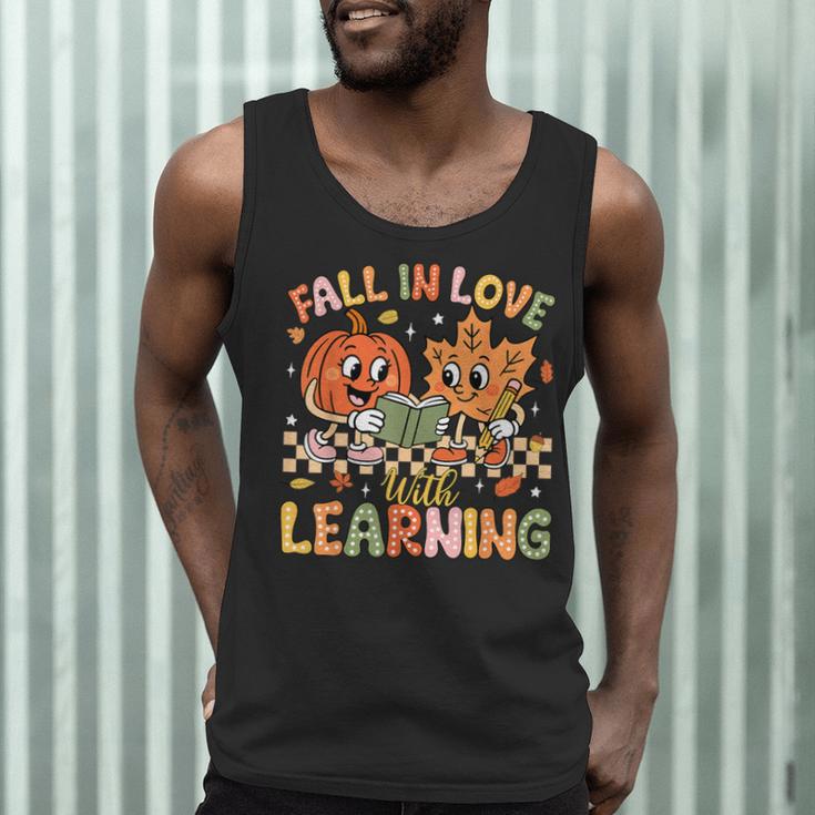 Retro Fall In Love With Learning Autumn Pumpkin Teacher Kids Men Tank Top, novelty gifts, funny gifts Retro Fall In Love With Learning Autumn Pumpkin Teacher Kids Men Tank Top, novelty gifts, funny gifts