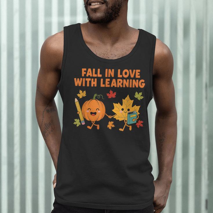 Retro Fall In Love With Learning Autumn Pumpkin Teacher Men Tank Top, novelty gifts, funny gifts Retro Fall In Love With Learning Autumn Pumpkin Teacher Men Tank Top, novelty gifts, funny gifts