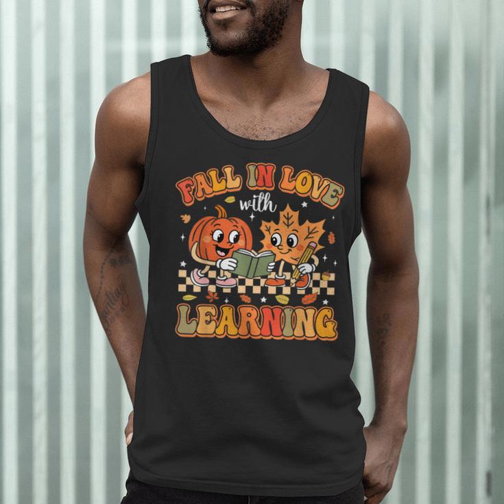 Retro Fall In Love With Learning Autumn Pumpkin Teachers Men Tank Top, novelty gifts, funny gifts Retro Fall In Love With Learning Autumn Pumpkin Teachers Men Tank Top, novelty gifts, funny gifts